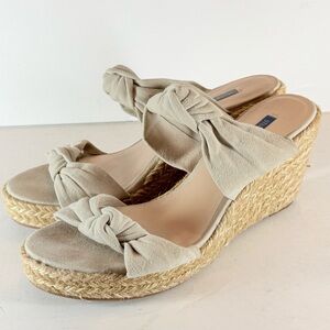 Stuart Weitzman‎ Suede Espadrille Wedge Sandals Women’s Size 9 Nude